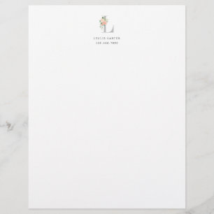 Floral Bouquet über Personalisierte Monogramm Briefbogen