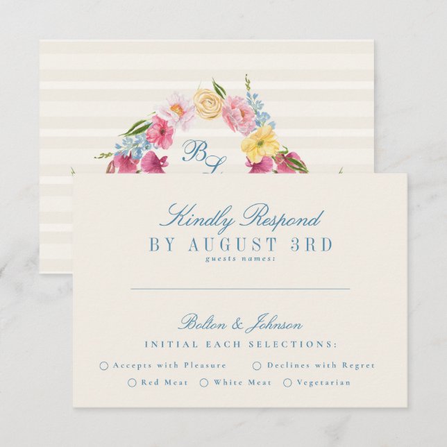 Floral Bouquet Vintag RSVP Karte (Vorne/Hinten)
