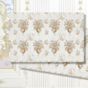 Floral Bouquet Vintages Gold Script Decoupage Seidenpapier