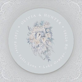 Floral Bouquet Wedding Couple Names Rücksendeadres Runder Aufkleber