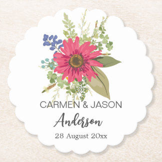  Floral Bouquet Wedding Custom Name Untersetzer