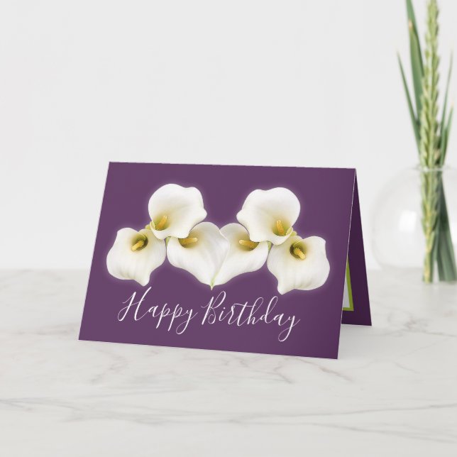 Floral Bouquet White Calla Lilies Floral Geburtsta Karte (Vorderseite)