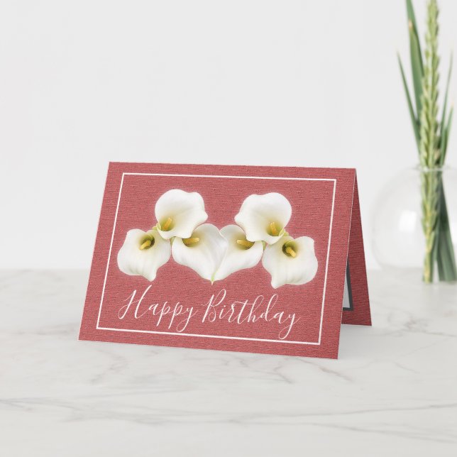 Floral Bouquet White Calla Lilies Floral Geburtsta Karte (Vorderseite)