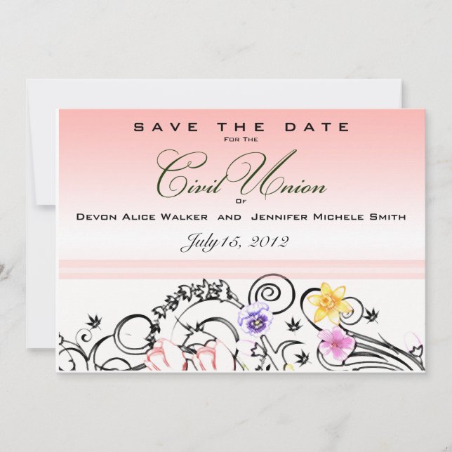 Floral Bouquet Zivile Gewerkschaft Save the Date e (Vorderseite)