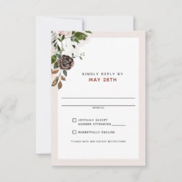 Floral Bourgogne crème Dusty Rose Mariage RSVP