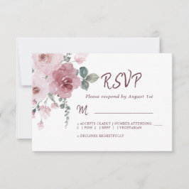 Floral Bourgogne Dusty Rose Mariage RSVP