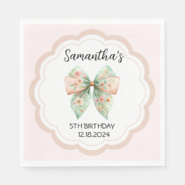 Floral Bow Birthday Napkins Serviette