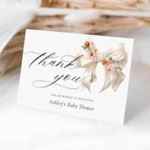 Floral Bow Elegant Baby Dusche Vielen Dank Dankeskarte