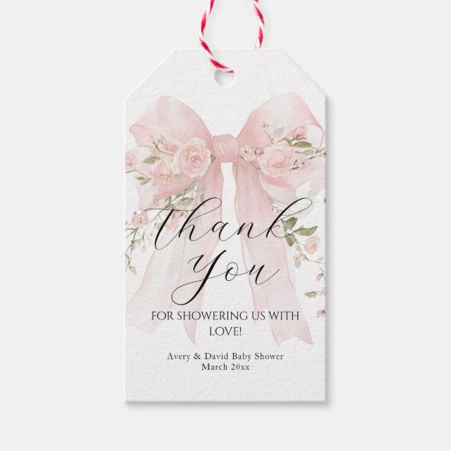 Floral Bow Elegant Flower Girl Baby Shower Geschenkanhänger (Vorderseite)