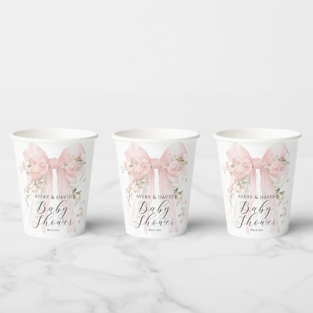 Floral Bow Elegant Flower Girl Baby Shower Pappbecher (Multi)