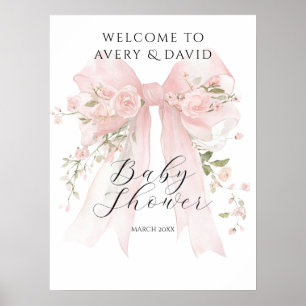Floral Bow Elegante Flower Girl Babydusche Poster