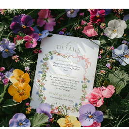Floral Bow Garden Rustikales Elegantes Foto Hochze Begleitkarte