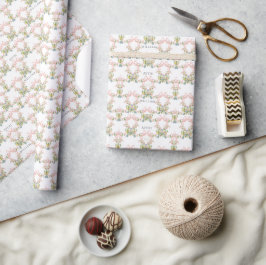 Floral Bow Garden Rustikales Elegantes Foto Hochze Geschenkpapier