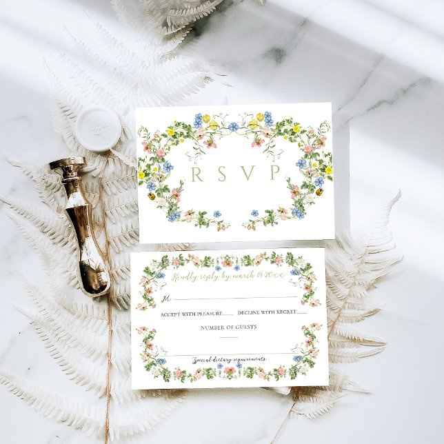 Floral Bow Garden Rustikales Elegantes Foto Hochze RSVP Karte (Von Creator hochgeladen)