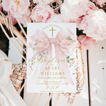 Floral Bow Girls Baptism Elegant Flower Digital