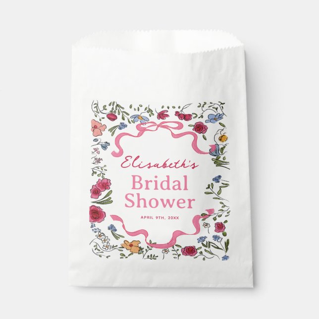 Floral Bow Sie bindet das Brautparty des Knotens Geschenktütchen (Vorderseite)