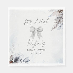 Floral Bow Winter Girl Babydusche Willkommen Serviette