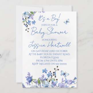 Floral Boy Baby Shower Invitation Einladung