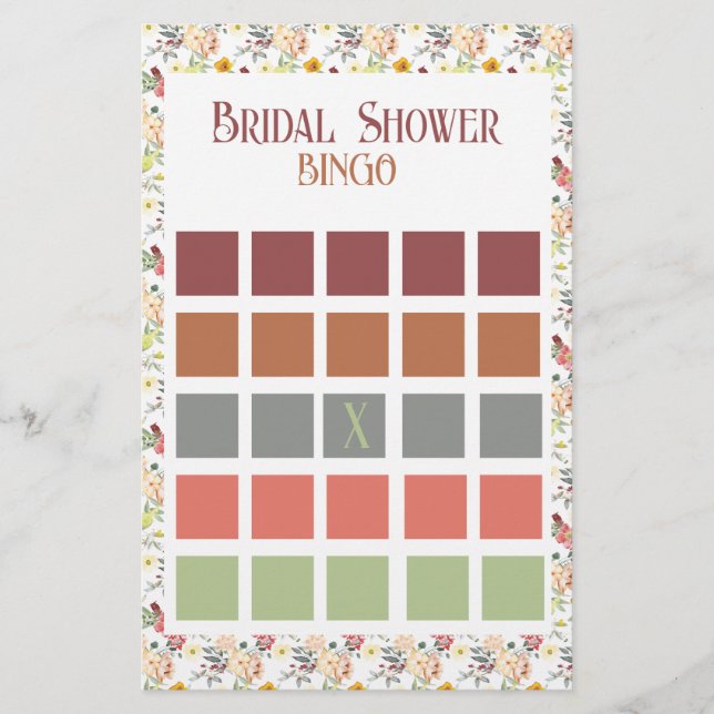 Floral Brautparty Bingo Flyer (Vorne)