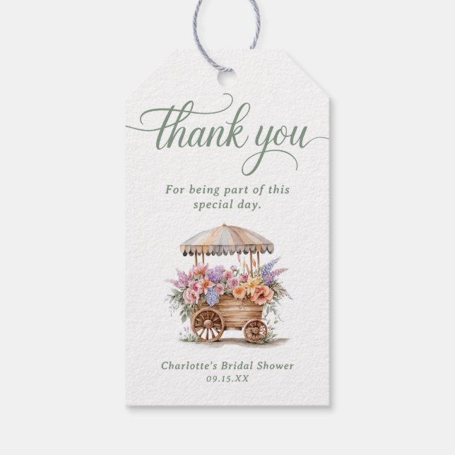 Floral Brautparty Blume Vielen Dank Geschenkanhänger (Rückseite)