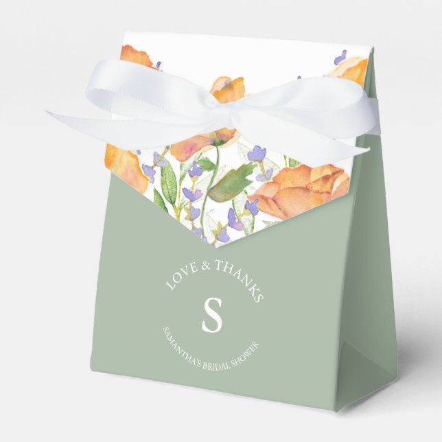Floral Brautparty Gevor Box Sage Green Monogram Geschenkschachtel (Vorderseite)