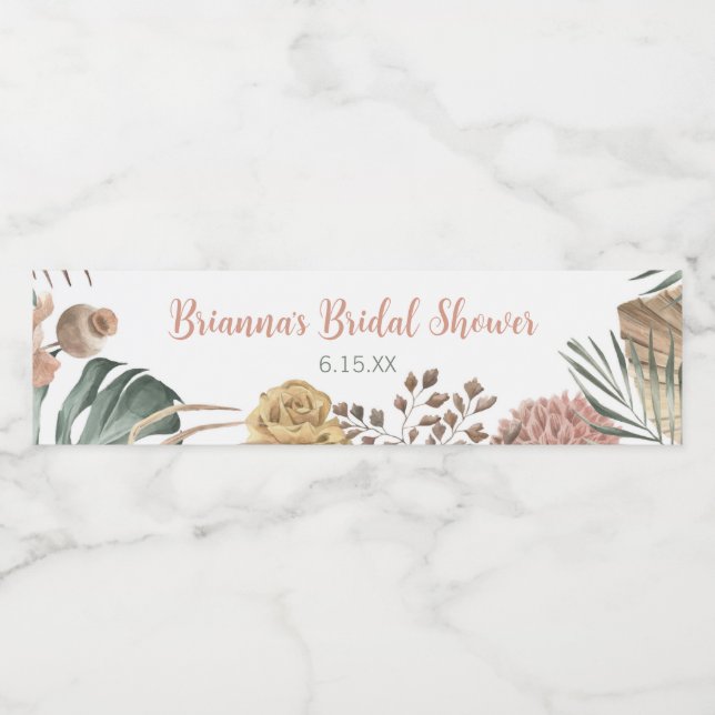 Floral Brautparty Wasser Flasche Etikett (Einzelnes Label)