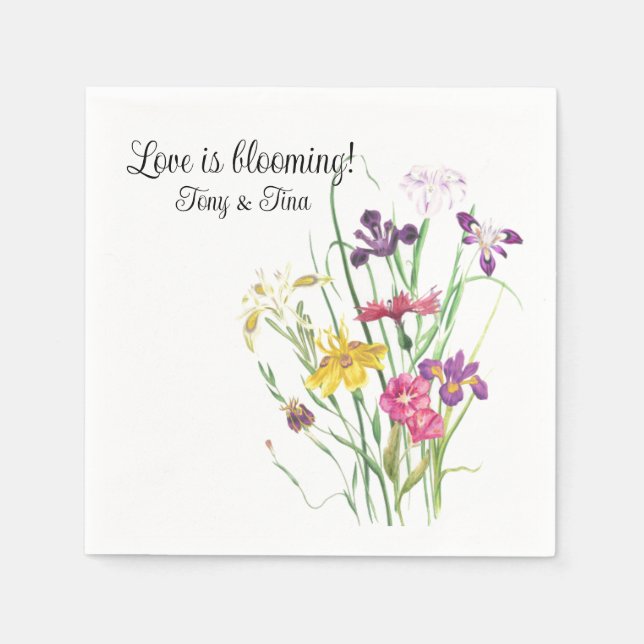Floral Brautparty Wildblume Name Napkins Serviette (Vorderseite)