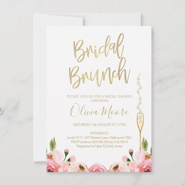 Floral Bridal Brunch Bridal Dusche Einladung (Vorderseite)