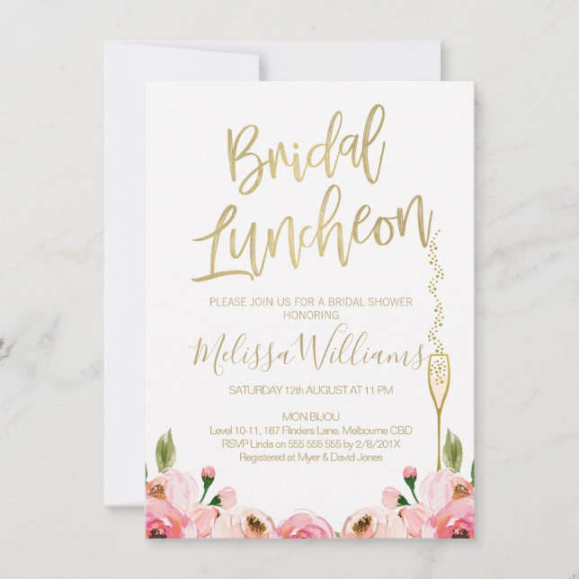 Floral Bridal Luncheon Einladung (Vorderseite)