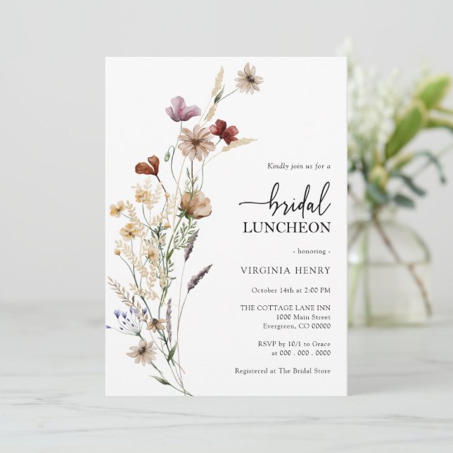Floral Bridal Luncheon Einladung (Stehend Vorderseite)