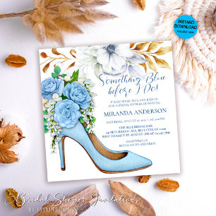 Floral Bridal Shoe Etwas Blue Brautparty Einladung