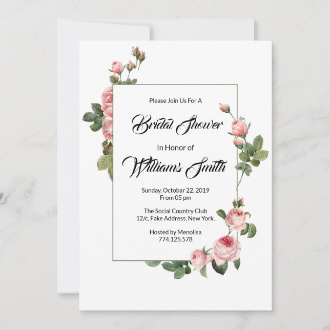 Floral Bridal Shower Invitation Card Einladung (Vorderseite)