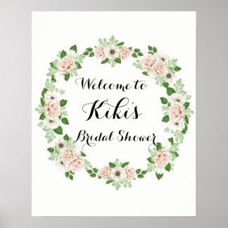 Floral bridal shower welcome sign poster