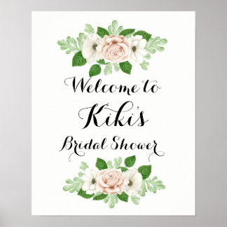 Floral bridal shower welcome sign poster