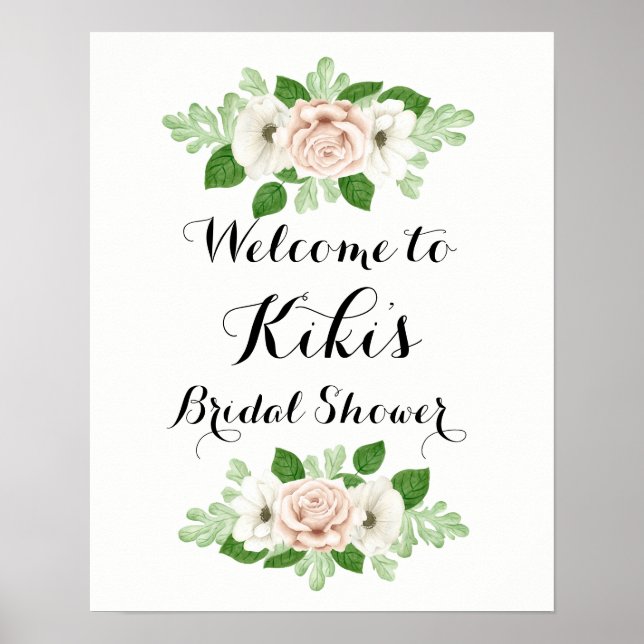 Floral bridal shower welcome sign poster (Vorne)