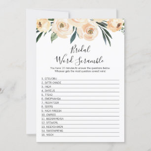 Floral Bridal Word Scramble Bride Showspiel Einladung