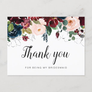 Floral Bridesmaid Carte de remerciements