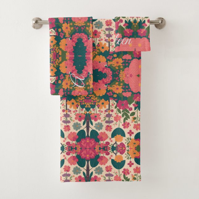 Floral Bridesmaid Funktionelles Geschenkhandtuch Badhandtuch Set (Insitu)