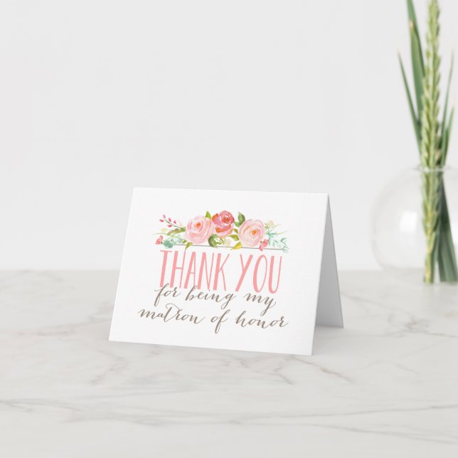Floral Bridesmaid Matron der Ehre Vielen Dank gekl Karte (Vorderseite)