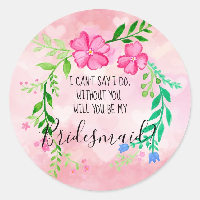 Floral Bridesmaid Runder Aufkleber (Vorderseite)