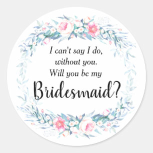 Floral Bridesmaid Runder Aufkleber