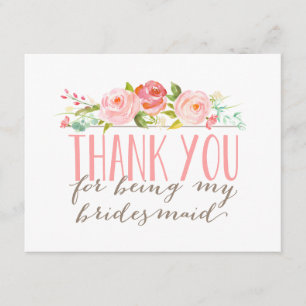 Floral Bridesmaid Vielen Dank Dankeskarte