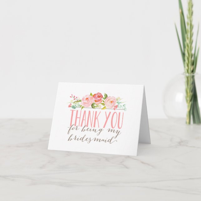 Floral Bridesmaid Vielen Dank geklappt Karte (Vorderseite)
