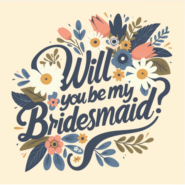 Floral Bridesmaid Vorschlag Aufkleber Decal (Vorderseite)