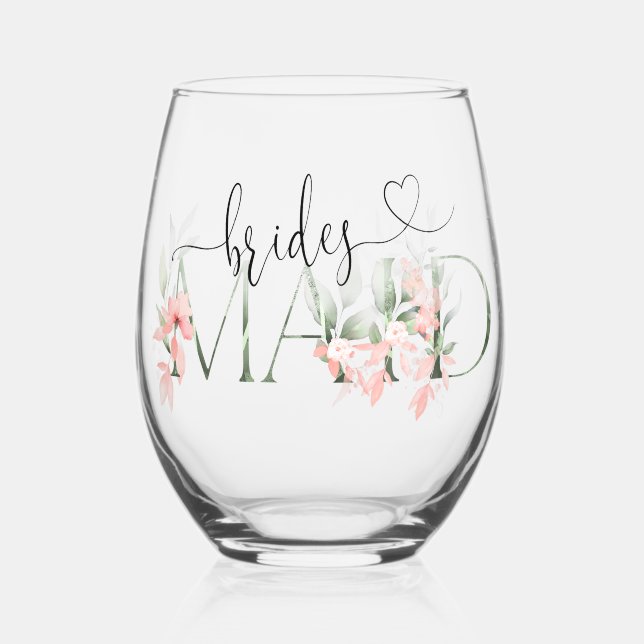 Floral Bridesmaid Weinkeller Bridesmaid Weinglas Ohne Stiel (Vorderseite)