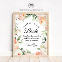 Floral "Briefe an die Braut" Brautparty-Schild