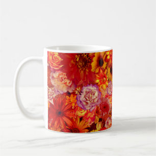 Floral Bright Rojo Bouquet Rich Red Hot Daisies Kaffeetasse