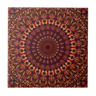 Floral Brown Mandala Design-48566 Fliese