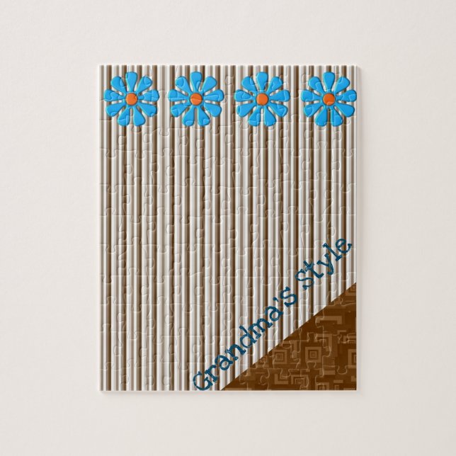 Floral Brown Stripe Jigsaw Puzzle Daisy (Vertikal)