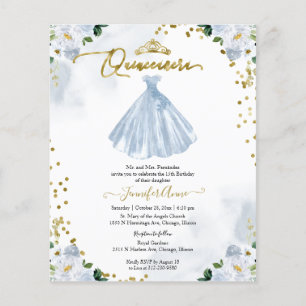 Floral Budget Quinceañera-Einladung Zweisprachig